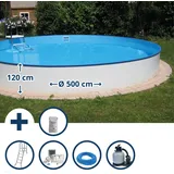 Waterman Summer Fun Stahlwandbecken Set Borneo Exklusiv rund ø 5,00m x 1,20m Folie 0,6mm Pool Rundpool / 500 x 120 cm Stahlwandpool Rundbecken Poolset