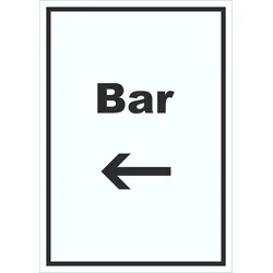 HB-Druck Bar Schild mit Text und Richtungspfeil links Pub Kneipe hochkant A5 (148x210mm)