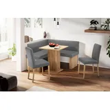 massivline&more Eckbankgruppe Anna 2, (Set, 4-tlg), mit 2 Stühlen mit massiven Gestell braun|grau