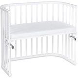 babybay Maxi mit Matratze Classic Soft extra großes Beistellbett aus massivem Buchenholz / Kinderbett Höhe stufenlos verstellbar & umweltfreundlich / mitwachsendes Babybett (weiß lackiert)