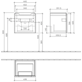 Villeroy & Boch Waschtischunterschrank 1 Auszug 44 x 42 x 35,2 cm Weiß Matt