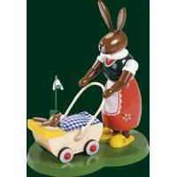Richard Glässer GmbH Seiffen Hase mit Kinderwagen, Osterhase Holz,