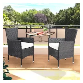 CASARIA Polyrattan Gartenstuhl 59 x 59 x 88 cm braun/creme 2er Set stapelbar