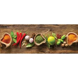 EUROART Glasbild 30 x 80 cm Herbs and spices Glas Bunt