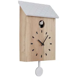 Wanduhr Holzuhr Kuckucksuhr Pendeluhr naturfarben weiß, BxH 22 x 38 cm