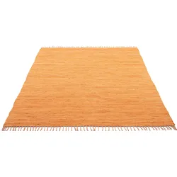 Teppich LÜTTENHÜTT "Insa", orange (terracotta), B:160cm H:5mm L:230cm, Baumwolle, Teppiche, Fleckerl, Uni Farben, handgewebt, pflegeleicht, waschbar, Kinderzimmer