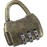 HMF Vintage Deko Zahlenschloss Vorhängeschloss, 3-Stellig, Gold