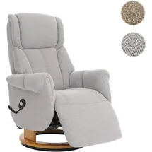 MCA Furniture MCA Relaxsessel + Aufstehhilfe HWC-N58, Fernsehsessel Sessel Fußstütze Bouclé Stoff Holz grau, Holz Natur