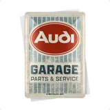 Nostalgic-Art Retro Blechpostkarte, 10 x 14 cm, Audi – Garage – Geschenk-Idee für Audi-Zubehör Fans, Original Lizenzprodukt (OLP), Postkarte aus Metall, Mini-Blechschild als Grußkarte