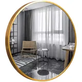 GOLD&CHROME UNIQUE DESIGN Dekorative Wandspiegel Rund ⌀40 cm Aluminiumrahmen - Spiegel Rund Gold mit Teflon beschichtet Spiegeloberfläche - Spiegel Wand Pulverbeschichteter Spiegelrahmen 0,9 cm