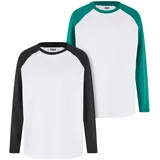 URBAN CLASSICS Kinder Shirt Boys Organic Oversized Raglan Longsleeve 2-Pack, Doppelpack Langarmshirt für Jungen, Größen 110/116-158/164 - 158-164