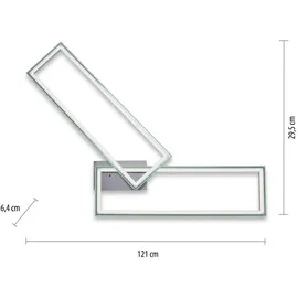 just light. Just Light LED-Deckenleuchte Felix60, 14635-55 stahlfarbig weiß Kunststoff Stahl B/H/T: ca. 121x6,4x72 cm 2 Brennstellen - Mattes Chrom