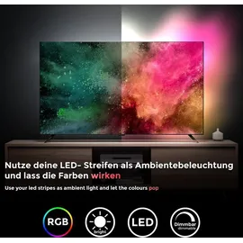 B.K.Licht LED Backlight TV Hintergrund-Beleuchtung USB Licht-Band Stripes Streifen RGB 2m - Weiß