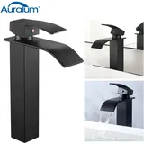 Auralum - Hochdruck Wasserhahn Bad Armatur Wasserfall Hoher Ausguss, Mischbatterie Badarmatur Einhebelmischer Waschtischbatterie für Badezimmer