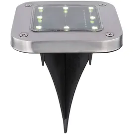 ETC Shop Solarlampe Garten Deko Solarlampen für Außen Wegelampe Bodenleuchte Gartenleuchten Solar mit Erdspieß, Kunststoff Edelstahl, LED kaltweiß, LxBxH 10x10x13 cm,