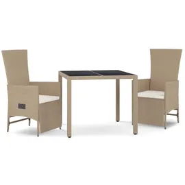 vidaXL Garten-Essgruppe 3-tlg. Beige