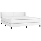 vidaXL Boxspringbett mit Matratze Weiß 180x200 cm Kunstleder