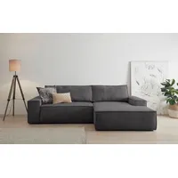 OTTO home Ecksofa SHERWOOD Cord L-Form, 267 cm - OTTO. Verlässliche Qualität., Schlaffunktion mit Bettkasten (210x136 cm), Cord, Vintage, Samtvelours grau