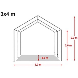 TOOLPORT Partyzelt 3 x 4 m inkl. Seitenteile grau/weiß 6155