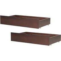 Beliani Bettschublade 2er Set Kiefernholz RUMILLY Dunkelbraun