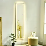 HOMCOM 2 in 1 Standspiegel, Ankleidespiegel, Ganzkörperspiegel mit LED, Silber