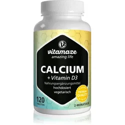 Vitamaze Calcium + Vitamin D3 Kapseln für die normale Funktion des Immunsystems, gesunde Knochen und Muskelaktivität 120 KAP