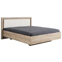 Homestyle4u Holzbett 160 x 200 Doppelbett Weiß Kunstleder Holz