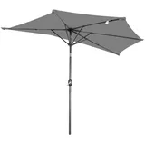 Angel Living Sonnenschirm Halbrund 2,7m mit UV30+ Schutz, Windbeständiger Gartenschirm, LxB: 265x132 cm, mit Kurbel und Neigungsfunktion für Garten & Terrasse, ohne Ständer grau