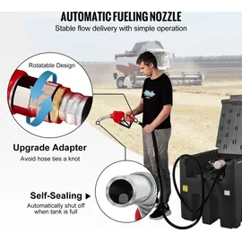 Vevor Tragbarer Dieseltank Mobile Tankanlage, Schwarz Dieseltankstelle, 140 W Tankstation Dieseltank, 2600 Rpm Transporttank, 12 V Automatik Pumpe, 4 m Schlauch Benzintank zum Betanken
