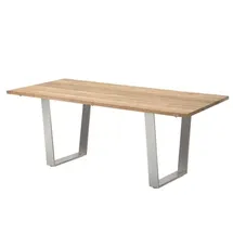 Niehoff Noah Gartentisch 160-260 x 95 x 76 cm Teak gebürstet/braun/silberfarben