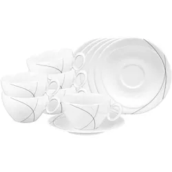 Seltmann Weiden Frühstückstassen mit Untertassen Trio Highline 390 ml 6er Set