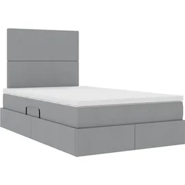 vidaXL Bett mit Stauraum und LED Hellgrau 120 x 190 cm Polyester