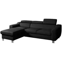 Livetastic Ecksofa, Schwarz, Textil, Leder, Echtleder, Rindleder, 3-Sitzer, L-Form, 242x176 cm, Made in EU, Bettkasten erhältlich, Lederauswahl, Bettfunktion Rücken echt, Wohnzimmer, Sofas & Couches, Wohnlandschaften, Ecksofas