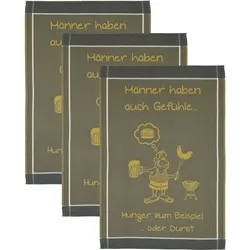 Geschirrtuch ROSS "Männer haben auch Gefühle... Hunger zum Beispiel oder Durst", braun (braun, orange), B:50cm L:70cm, 100% Baumwolle, Geschirrtücher, Sprüchetuch, aus 100% Baumwolle