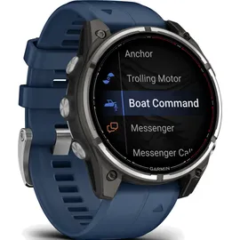 Garmin Quatix 8 Pro BT 47 mm Titaniumgehäuse Schwarz QuickFit Silikonarmband Kapitänsblau