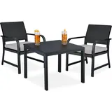 Relaxdays Balkonmöbel Set 3-teilig in Rattan-Optik Grau,Schwarz