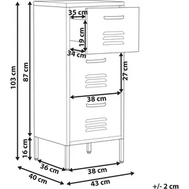 Beliani Aktenschrank Blau mit 3 Schubladen Wostock