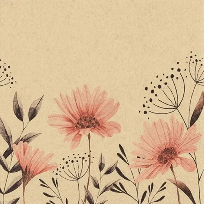 Serviette Delevate Flowers 20tlg. Papier Rosa