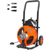 Vevor Elektrische Rohrreinigungsmaschine 220V Rohrreiniger 30mx9,5mm Stahlkabel Rohrreinigungsspirale 1500U/min Leerlaufdrehzahl Abflussreiniger Abflussreinigungsmaschine Reinigungswerkzeuge