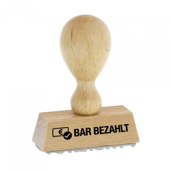 Holzstempel BAR BEZAHLT (50 x 9 mm) Textstempel