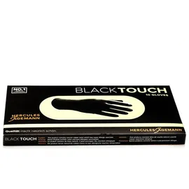 Hercules Sägemann Black Touch M | Schwarze Einweghandschuhe für Friseure | Puderfreie Latexhandschuhe mit extra langem Roll-Rand | Inhalt: 10 Stück