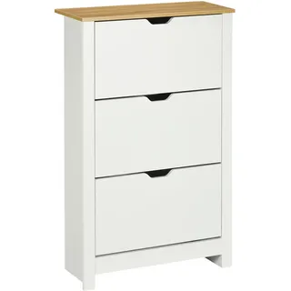 Homcom Schuhschrank mit 3 Klappen, Schuhregal, Schuhkipper Schmal mit verstellbar Trennwand, Schuhkommode für 18 Paar Schuhe 72 x 26 x 112 cm,