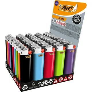 BIC Feuerzeuge BIC J23 Feuerzeuge Slim Standard 50er, 50 Stück Reibrad-Feuerzeuge (50-St)