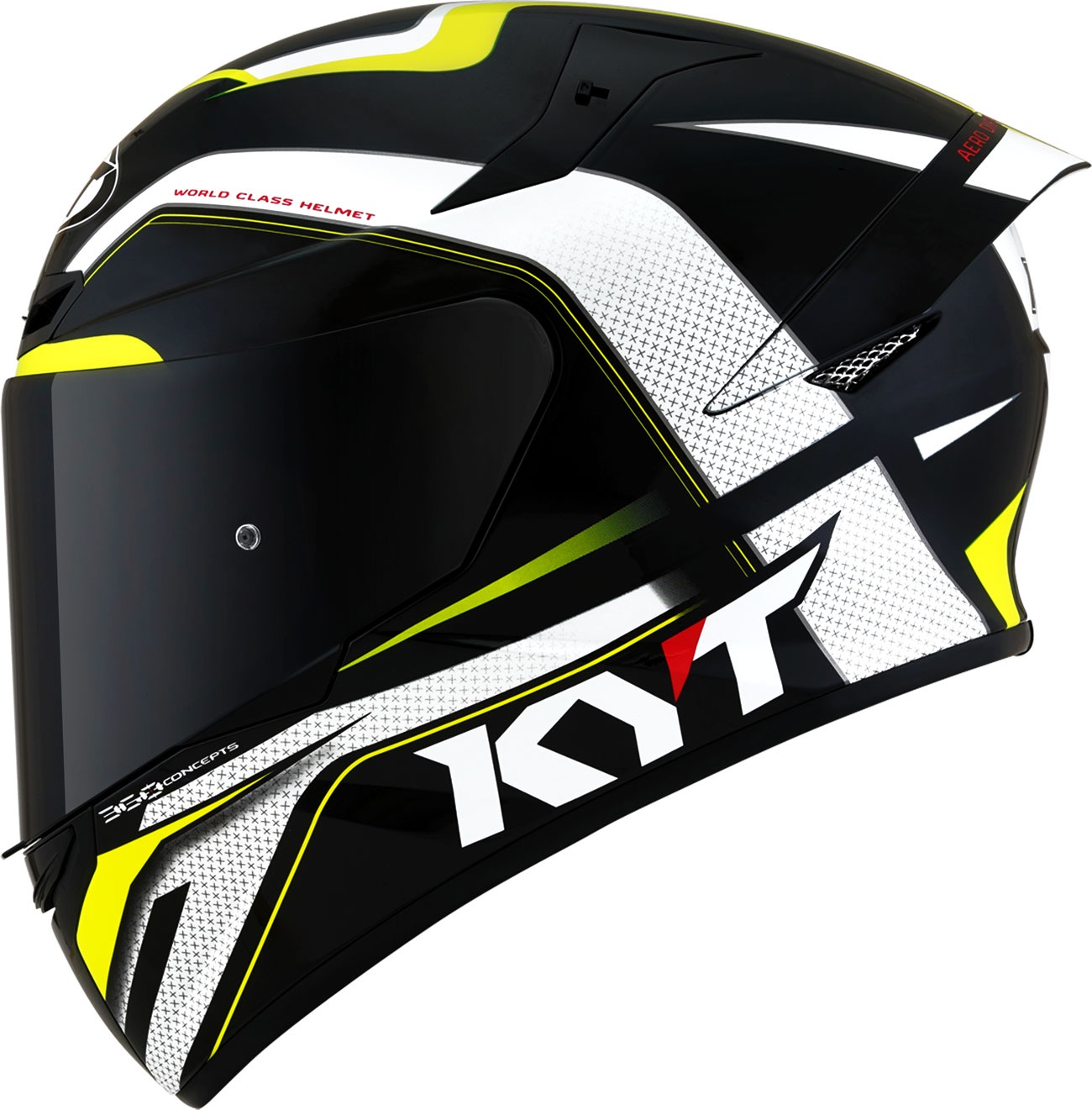 KYT TT-Course Grand Prix, casque intégral - Noir/Blanc/Jaune Néon - XL