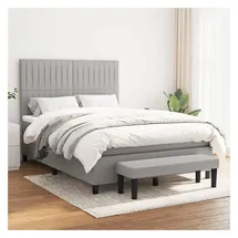 vidaXL Boxspringbett mit Matratze Hellgrau 140x200 cm Stoff