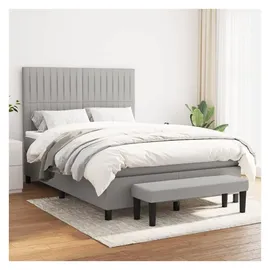 vidaXL Boxspringbett mit Matratze Hellgrau 140x200 cm Stoff