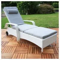 MuCoLa Rattan Loungeliege verstellbar Sonnenliege Polyrattan Lounge Gartenliege Weiß