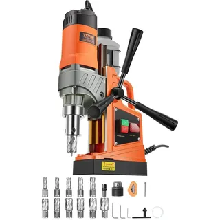 Vevor Profi Kernbohrmaschine Magnetbohrmaschine Magnetkraft 12500 N, 850 U/min 1450 W Magnetbohrmaschine 40 mm Max. Bohrdurchmesser, Magnetkernbohrsystem für Schiffsbau, Brückenbau usw. Orange