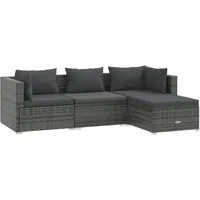 vidaXL Lounge Set 4-tlg. Polyrattan Kissen anthrazit/grau