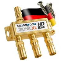 TronicXL 3-Fach Koaxverteiler Antennenverteiler Verteiler Koax Buchse TV Splitter
